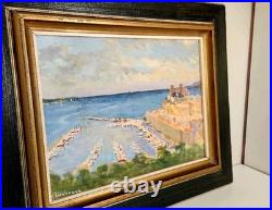 Huile Sur Toile Port De Cannes Armand Cultrera De Montaldo