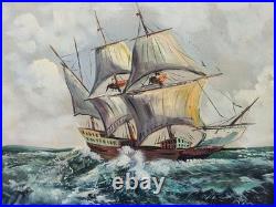 Huile Sur Toile Signée Paysage Marin XXème Siècle