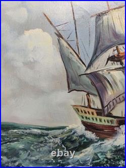 Huile Sur Toile Signée Paysage Marin XXème Siècle