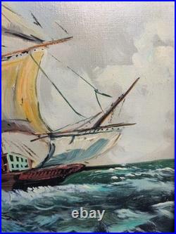 Huile Sur Toile Signée Paysage Marin XXème Siècle