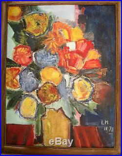 Huile Sur Toile-fleurs-bouquet-expressionnisme-cubisme-moderniste-couleur