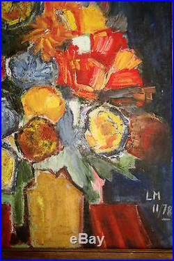 Huile Sur Toile-fleurs-bouquet-expressionnisme-cubisme-moderniste-couleur
