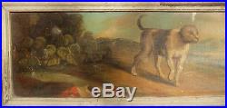 Huile Sur Toile-peinture De Boiserie-epoque XVIII Eme-le Chien Et Le Loup-esope