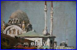 Huile-peinture-e. Dufeu-ecole Orientaliste-orientalisme-istambul-constantinople
