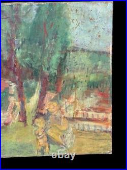 Huile sur Toile Joachim Weingart (1895-1942) Scène de jardins d'été