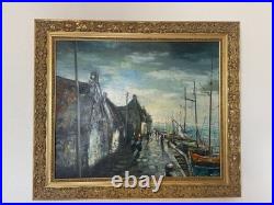 Huile sur Toile signé, cadre sculpté en bois doré. SMilieu XXème