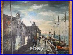 Huile sur Toile signé, cadre sculpté en bois doré. SMilieu XXème