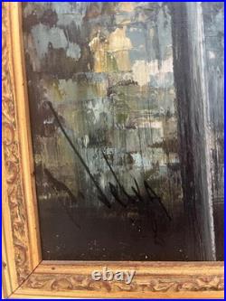 Huile sur Toile signé, cadre sculpté en bois doré. SMilieu XXème