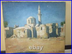 Huile sur toile 61 x 51 cm, Orientaliste, Mosquée à Rhodes, signé David Mallinson