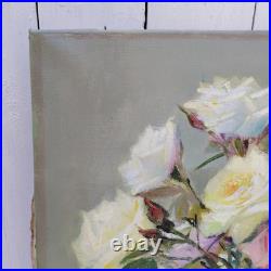 Huile sur toile, Bouquet de roses, signé Robert