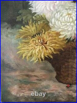 Huile sur toile Joli bouquet de fleurs Henry Gaupillat, école Française XIXème