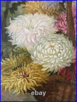 Huile sur toile Joli bouquet de fleurs Henry Gaupillat, école Française XIXème