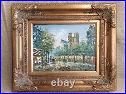 Huile sur toile Notre Dame de Paris non signée, encadrée 55 x 65 cm
