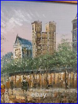 Huile sur toile Notre Dame de Paris non signée, encadrée 55 x 65 cm