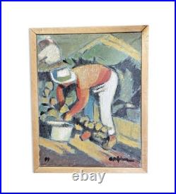 Huile sur toile O. Stéphane Scène de vendanges 40x30 cm