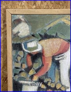 Huile sur toile O. Stéphane Scène de vendanges 40x30 cm