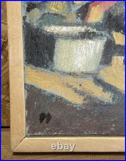 Huile sur toile O. Stéphane Scène de vendanges 40x30 cm