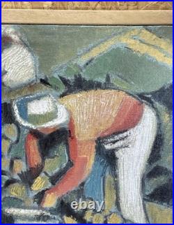 Huile sur toile O. Stéphane Scène de vendanges 40x30 cm