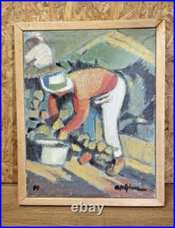 Huile sur toile O. Stéphane Scène de vendanges 40x30 cm