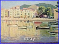 Huile sur toile PORT DE MEDITERRANEE Barques