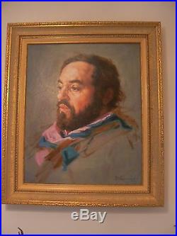 Huile sur toile Portrait Luciano PAVAROTTI