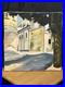Huile sur toile ancienne datée 1946 Scène architecturale 29 × 29 cm