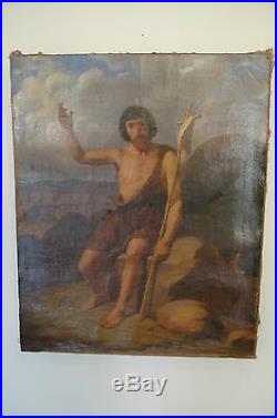 Huile sur toile de Hippolyte BRUYERES de 1842 Saint Jean Baptiste