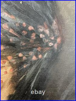 Huile sur toile élégante au voile c. 1890-1900 Belle Epoque Impressionnisme