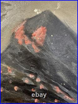 Huile sur toile élégante au voile c. 1890-1900 Belle Epoque Impressionnisme