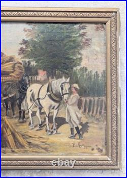 Huile sur toile encadrée 1917. E. Amelineau Femmes aux champs Moissons Huile sur toile encadrée 1917. E. Amelineau Femmes aux champs Moissons