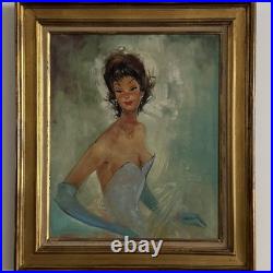 Huile sur toile femme élégante dans le goût de Gabriel Domergue XXe A5884