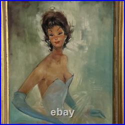 Huile sur toile femme élégante dans le goût de Gabriel Domergue XXe A5884