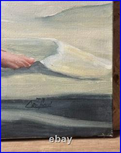 Huile sur toile figurative au drap Jean-Michel Crispoul Art XXe 73x93 cm