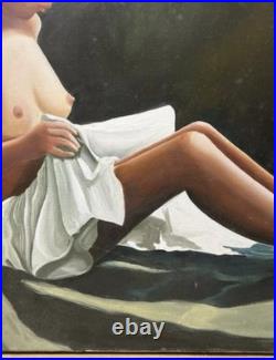Huile sur toile figurative au drap Jean-Michel Crispoul Art XXe 73x93 cm