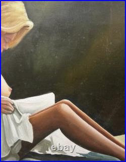 Huile sur toile figurative au drap Jean-Michel Crispoul Art XXe 73x93 cm