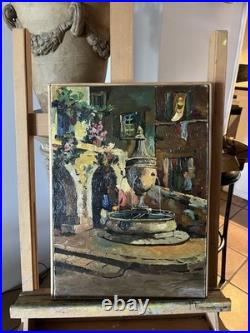 Huile sur toile impressionnistes fontaine de St Paul de Vence