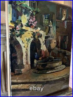 Huile sur toile impressionnistes fontaine de St Paul de Vence