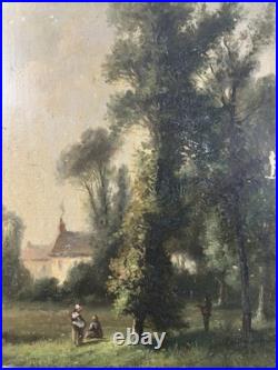 Huile sur toile marouflée Ecole de Barbizon entourage de DIAZ DE LA PEÑA