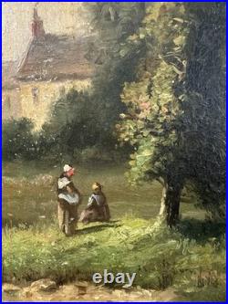 Huile sur toile marouflée Ecole de Barbizon entourage de DIAZ DE LA PEÑA