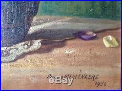 Huile sur toile nature morte signée Pierre Meuleanere 1936 cadre rocaille 8P