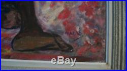 Huile sur toile nu africaniste signé Malké pour Roger-Bernard circa 1950