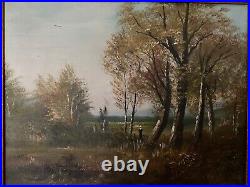 Huile sur toile paysage de forêt par L. Henry Barbizon début XXe L6554