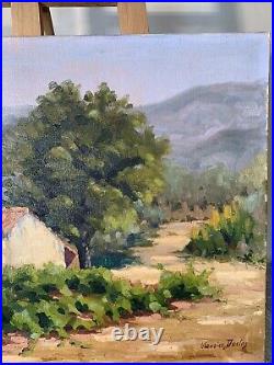 Huile sur toile paysage du Var post-impressionniste milieu 20 ième signée