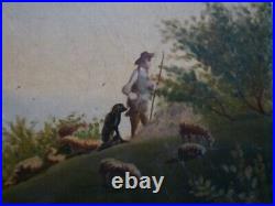 Huile sur toile paysage vache signée Audiberty fin 19e impressionnisme Auvergne
