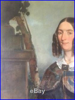 Huile sur toile peinture ancienne dame noble XVIII 81.5 cm100 cm HST 18eme