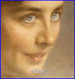 Huile sur toile portrait d'une jeune femme 1900/1930