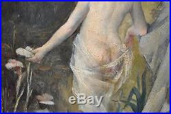 Huile sur toile signature illisible époque XIXème femme nue