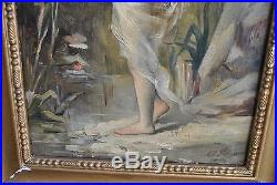 Huile sur toile signature illisible époque XIXème femme nue