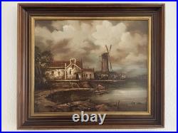 Huile sur toile signée De Vries, paysage hollandais