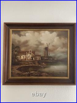 Huile sur toile signée De Vries, paysage hollandais